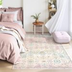 Lahome Flavie Pink Boho Area Rug for Nursery, 5x7 Washable Pink Rugs for Bedroom Girls Kids Room Living Room, Floral Pastel Carpet Non Slip for Teen Toddler Classroom Playroom Dorm, Bedroom Decor - Image 7