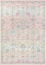 Lahome Flavie Pink Boho Area Rug for Nursery, 5x7 Washable Pink Rugs for Bedroom Girls Kids Room Living Room, Floral Pastel Carpet Non Slip for Teen Toddler Classroom Playroom Dorm, Bedroom Decor - Image 8
