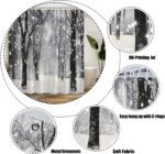 Winter Forest Shower Curtain Gray Black Nature Tree Forest Snowflake Rustic Scenery Landscape 70" WX70 H Bathroom Decor Fabric Curtain with Hooks - Image 7