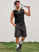 Runcati Men's Workout Tank Tops Sleeveless Gym Muscle Henley Shirt Casual Basic Summer Beach Tops - Image 5