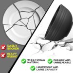 Pinkunn 64 Pcs Wheat Straw Dinnerware Sets with Stainless Steel Flatware Unbreakable Plates and Bowls Sets for 8 Colorful Tableware Set Kitchen Microwave Dishwasher Safe Bowl Plates Cups(Black) - Image 4
