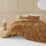 Wonderful Luxury Velvet Caramel Quilt Set, King Diamond Stitch Pattern Bedding,Lightweight Ultra-Soft Skin-Friendly,All-Season,Versatile as Comforter/Bedspread for Adults Teens Kids Bedroom,106"x94" - Image 3