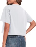 PRIMODA Women's Oversized Workout Cropped T Shirts Crew Neck Short Sleeve Casual Loose Summer Crop Tee Tops Cotton - Image 4