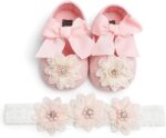Baby Girls Mary Jane Flats with Bowknot Flowers Princess Wedding Dress Ballet Shoes Non-Slip Toddler First Walkers Newborn Crib Shoes - Image 5