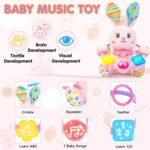 Baby Bilingual Musical Rabbit Stuffed Animals Toys,Infant Early Learning Toy with Light-Up Music & Crinkle,Tummy Time Toys for 0 3 6 9 12+ Months for Baby Boy Girl Easter Gift,Pink - Image 3