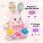 Baby Bilingual Musical Rabbit Stuffed Animals Toys,Infant Early Learning Toy with Light-Up Music & Crinkle,Tummy Time Toys for 0 3 6 9 12+ Months for Baby Boy Girl Easter Gift,Pink - Image 7