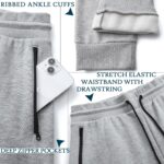 Sweatpants for Men Fleece 3 Pack Joggers Gym Workout Athletic Track Mens Sweat Pants Cotton with Zipper Pockets - Image 5