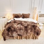Luxury Faux Fur Shaggy Comforter Set Twin Size, Plush & Sherpa Reversible Comforter Tie Dye Coffee, 3 Pieces Fluffy Fuzzy Bedding Set Ultra Soft and Warm for Winter (1 Comforter + 2 Pillowcases) - Image 6