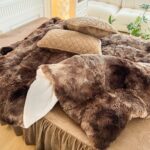 Luxury Faux Fur Shaggy Comforter Set Twin Size, Plush & Sherpa Reversible Comforter Tie Dye Coffee, 3 Pieces Fluffy Fuzzy Bedding Set Ultra Soft and Warm for Winter (1 Comforter + 2 Pillowcases) - Image 8