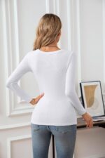 VICHYIE Womens Summer Short Sleeve Tops Square Neck Ribbed Slim Fitted Shirts Casual Tee Tshirt - Image 5