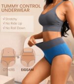 Eiggam High Waisted Underwear for Women Tummy Control Panties Cotton Briefs Full Coverage Breathable Underwear Packs Women - Image 4