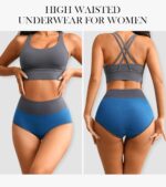 Eiggam High Waisted Underwear for Women Tummy Control Panties Cotton Briefs Full Coverage Breathable Underwear Packs Women - Image 5