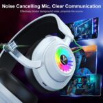 HW10 Wireless Gaming Headset for PS5, PS4, PC, Switch, Mac, 2.4GHz Wireless Gaming Headphone with Flip Noise Canceling Mic, 50H Battery, 50mm Drivers, RGB Lights (White/Black) - Image 3