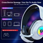 HW10 Wireless Gaming Headset for PS5, PS4, PC, Switch, Mac, 2.4GHz Wireless Gaming Headphone with Flip Noise Canceling Mic, 50H Battery, 50mm Drivers, RGB Lights (White/Black) - Image 6