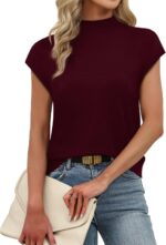 Sampeel Womens Short Sleeve Sweater Mock Neck Summer Top Dressy Casual Basic Knit Pullover Shirt - Image 4