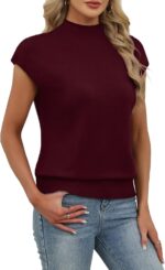 Sampeel Womens Short Sleeve Sweater Mock Neck Summer Top Dressy Casual Basic Knit Pullover Shirt - Image 5