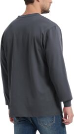 Men's Loose Fit Heavyweight Work Long Sleeve Henley T-Shirts Workwear Pocket Tee(Regular&Tall) - Image 6