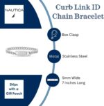 Nautica Curb Link Chain Stainless Steel Bracelet for Men ID Bar Clasp Sailboat Logo - Image 5