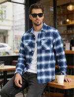 MAGNIVIT Flannel Shirt for Men Cotton Long Sleeve Plaid Shirt Lightweight Button Up Checkered Shirt Jacket with 2 Pockets - Image 3