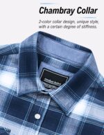 MAGNIVIT Flannel Shirt for Men Cotton Long Sleeve Plaid Shirt Lightweight Button Up Checkered Shirt Jacket with 2 Pockets - Image 5