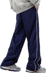 WZIKAI Men's Baggy Sweatpants Elastic Waist Drawstring Track Pants Y2K Casual Streetwear Parachute Pants with Pockets - Image 4