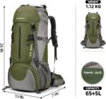 70L Camping Hiking Backpack with Rain Cover Waterproof Backpacking Backpack for Hiking Treeking Climbing Outdoor - Image 7