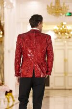 COOFANDY Mens Sequin Blazer Tuxedo Party Prom Wedding Tuxedo One Button Jacket - Image 5