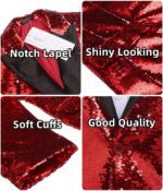 COOFANDY Mens Sequin Blazer Tuxedo Party Prom Wedding Tuxedo One Button Jacket - Image 6