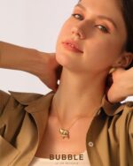 CCINPPY Heart Letter Necklace, 14k Gold Plated Initial Dainty Necklace for Women, Chunky Bubble Balloon Charm Pendant Name Personalized Jewelry Gift - Image 3