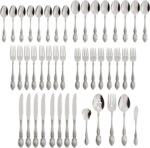 Oneida Silverware Set For 8, Wordsworth 45-Piece with Serving Utensils, Service For 8, Ornate Pattern, Mirror Finish, 18/0 Stainless Steel, Dishwasher Safe, Knives Spoons and Forks (Silver, 45 Pieces) - Image 4
