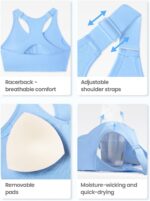 FITTIN Racerback Sports Bras for Women: High Support 3 Pack Adjustable Padded Full Coverage for Gym Workout - for Large Bust - Image 7