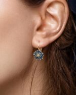 Vintage 14K Gold Plated Flower Birthstone Earrings - Hypoallergenic Leverback Floral Earrings, Trendy Jewelry Gift for Women - Image 3