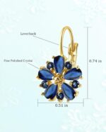 Vintage 14K Gold Plated Flower Birthstone Earrings - Hypoallergenic Leverback Floral Earrings, Trendy Jewelry Gift for Women - Image 5
