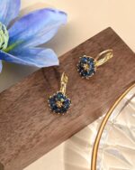 Vintage 14K Gold Plated Flower Birthstone Earrings - Hypoallergenic Leverback Floral Earrings, Trendy Jewelry Gift for Women - Image 7
