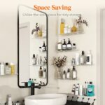 Lifewit Floating Shelves for Bathroom, Acrylic Wall Organizer for Perfume, Makeup, Figures, Nail Polish, Photo, Book, 14" Decor Display Rack for Nursery, Living Room, Bedroom, Kitchen, Clear, 4 Pack - Image 4
