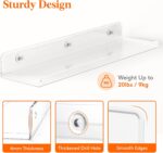 Lifewit Floating Shelves for Bathroom, Acrylic Wall Organizer for Perfume, Makeup, Figures, Nail Polish, Photo, Book, 14" Decor Display Rack for Nursery, Living Room, Bedroom, Kitchen, Clear, 4 Pack - Image 5