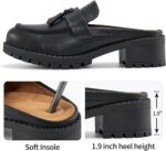 Ablanczoom Mules for Women Backless Closed Toe Loafers Slip On Platform Chunky Heel Tassel Work Shoes for Office Business Casual - Image 5