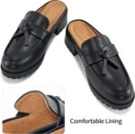Ablanczoom Mules for Women Backless Closed Toe Loafers Slip On Platform Chunky Heel Tassel Work Shoes for Office Business Casual - Image 6