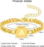 Bellino Graduation Gifts - Initial Cuban Link Bracelet for Mens Bracelet Squre A-Z Letter Adjustable Size Stainless Steel Men Jewelry Birthday for adults him Husband Dad Brother Son - Image 7