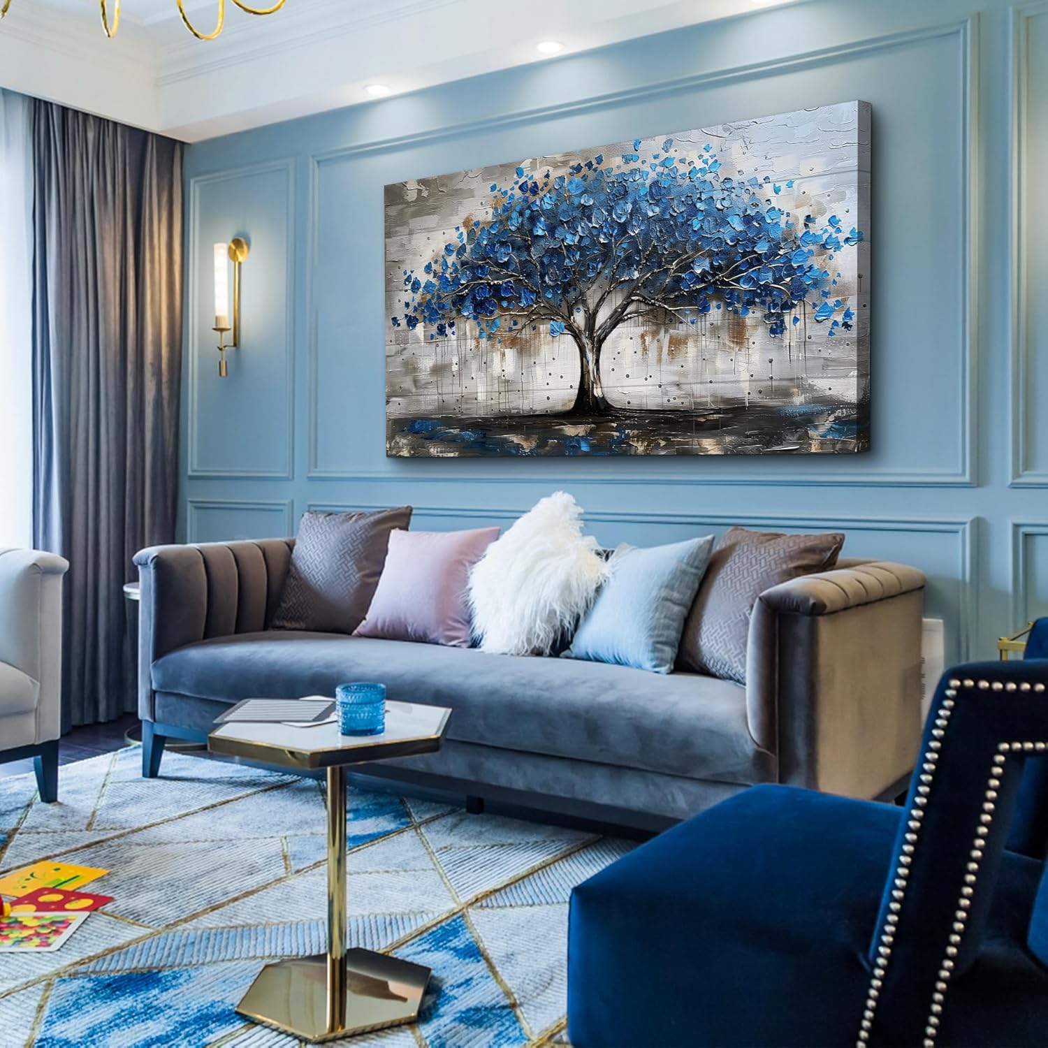 Lapremoly Framed Wall Decor For Living Room Wall Art For Office Bedroom Decor Tree Panoramic Landscape Wall Paintings Canvas Prints Textured Abstract Pictures Artwork Modern Home Decorations - Image 3
