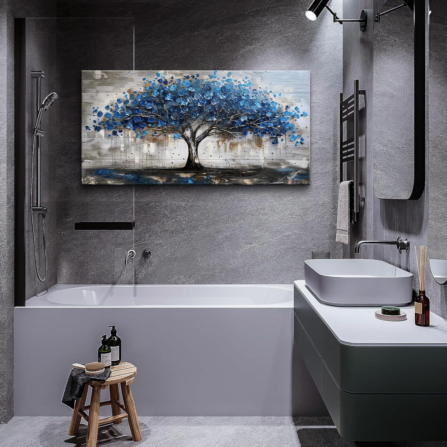 Lapremoly Framed Wall Decor For Living Room Wall Art For Office Bedroom Decor Tree Panoramic Landscape Wall Paintings Canvas Prints Textured Abstract Pictures Artwork Modern Home Decorations - Image 5