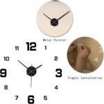 Frameless DIY Wall Clock, Large 3D DIY Wall Clock, Modern 3D Wall Clock Decor Sticker Frameless Wall Clocks, Big Wall Clock Wall Stickers for Home Living Room Office Wall Decorations (Black) - Image 5