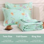 JSD Green Floral Quilt Set Twin Size, 2 Piece Printed Bedspreads Coverlet with Pillow Sham, Soft Microfiber Quilted Blanket - Image 3