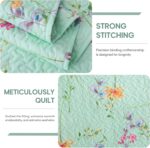 JSD Green Floral Quilt Set Twin Size, 2 Piece Printed Bedspreads Coverlet with Pillow Sham, Soft Microfiber Quilted Blanket - Image 4