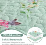 JSD Green Floral Quilt Set Twin Size, 2 Piece Printed Bedspreads Coverlet with Pillow Sham, Soft Microfiber Quilted Blanket - Image 5