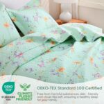 JSD Green Floral Quilt Set Twin Size, 2 Piece Printed Bedspreads Coverlet with Pillow Sham, Soft Microfiber Quilted Blanket - Image 6