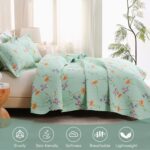 JSD Green Floral Quilt Set Twin Size, 2 Piece Printed Bedspreads Coverlet with Pillow Sham, Soft Microfiber Quilted Blanket - Image 7