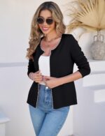 CiCiBird Women Lightweight Open Front Sweater Cardigan Pearls Trim Knit Jacket Trendy Long Sleeve Clothes Coatigan - Image 5