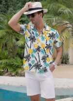 Hawaiian Shirt for Men Short Sleeve Floral Palm Button Down Tropical Vacation Beach Shirt - Image 3