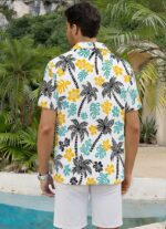 Hawaiian Shirt for Men Short Sleeve Floral Palm Button Down Tropical Vacation Beach Shirt - Image 4